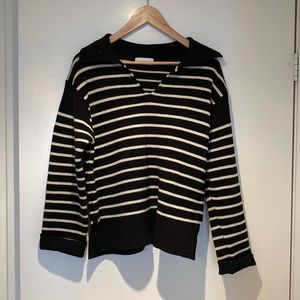 Collared striped sweater